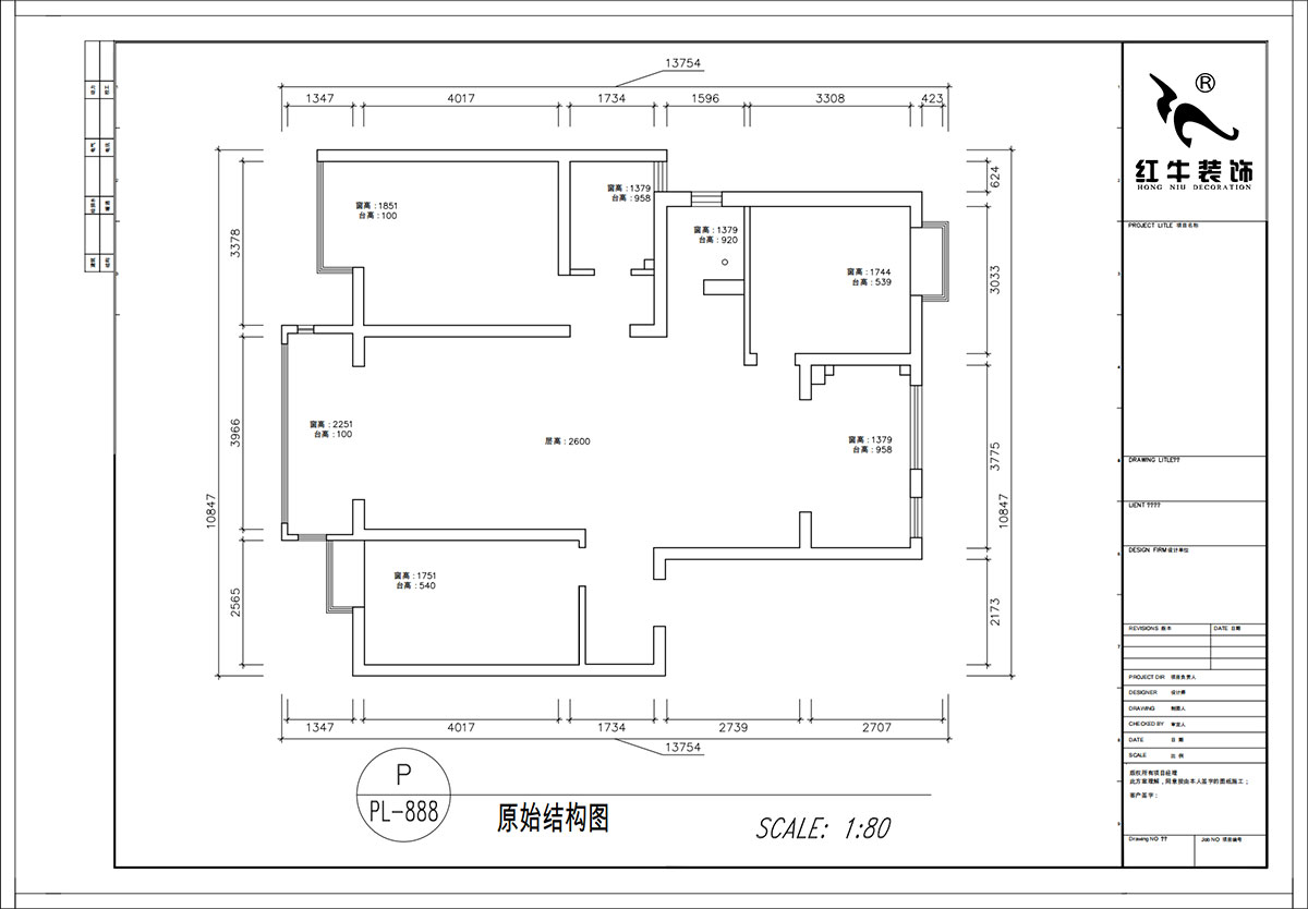 顾娟｜紫金明珠4幢202室-120㎡-现代简约风格｜3室2厅2卫｜旧房装修｜定制家｜全包17万｜00_01原始结构图