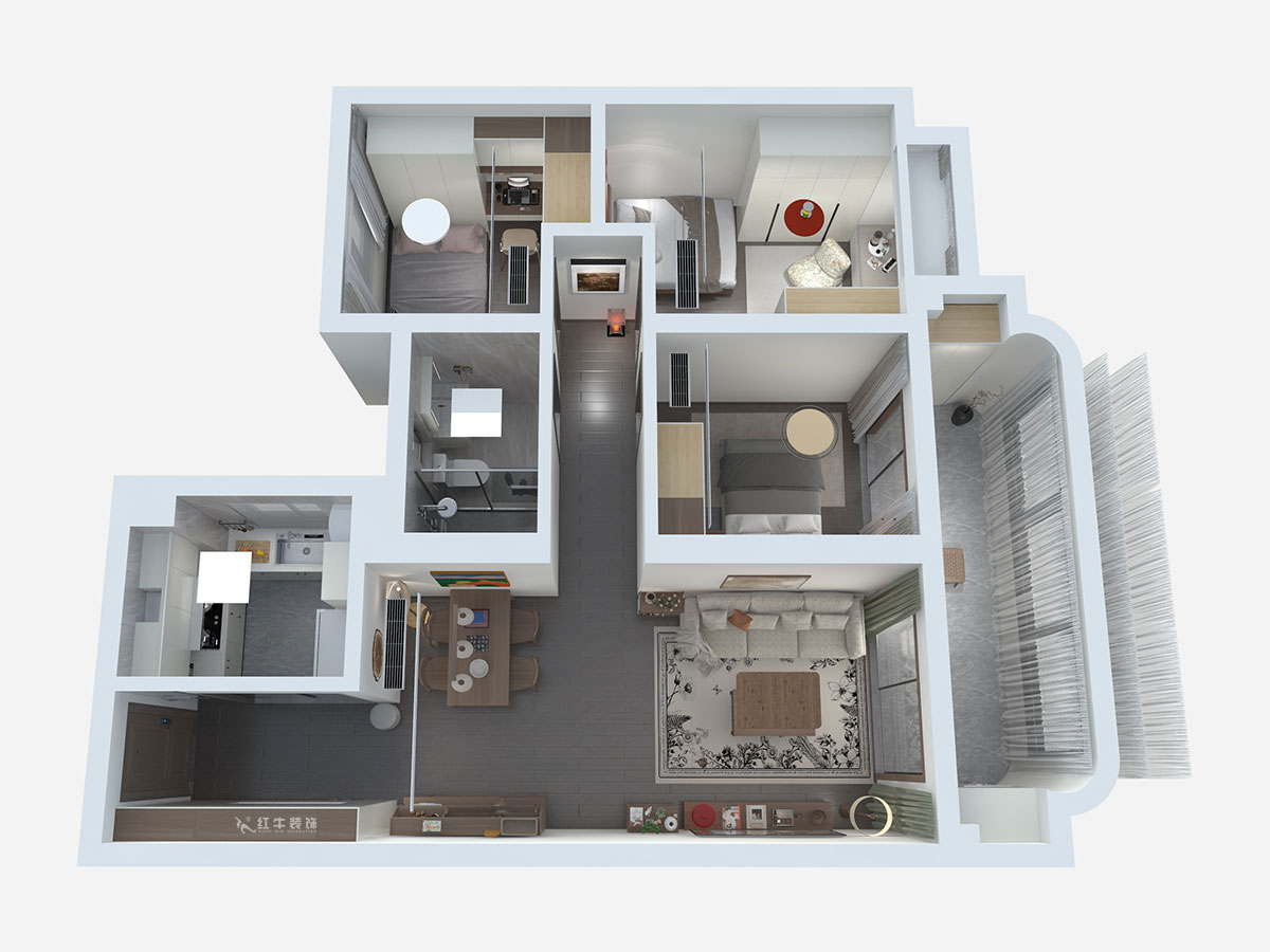 熊皓宇|高科紫尧星院-90㎡-现代原木风|3室2厅1卫|精装修改造|00_02鸟瞰图