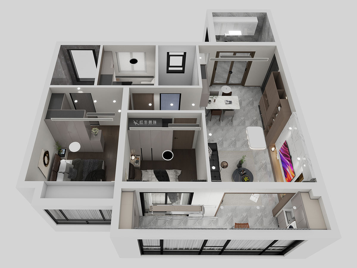 熊皓宇｜华发四季雅筑-120㎡-现代风格｜3室2厅2卫｜精装修改造｜00_02鸟瞰图