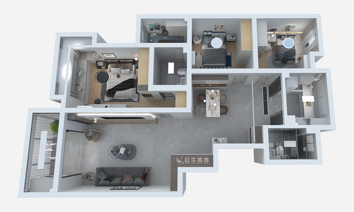 熊皓宇|江南青年城翠湾苑-130㎡-现代风格|4室2厅2卫|新房装修|半包7