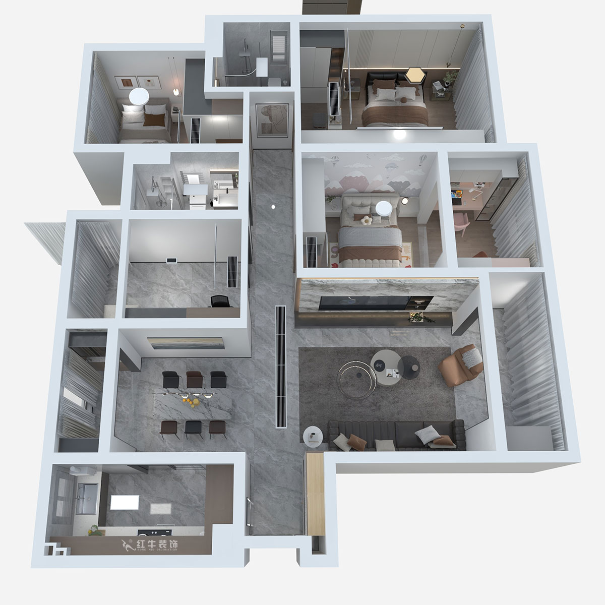 熊皓宇|升龙天汇-珑悦-140㎡-现代轻奢风格|4室2厅2卫|老房装修|定制家|全包19