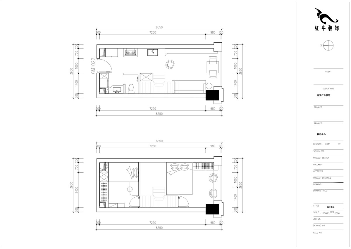 朱明琪|毅达中心4-1710-35㎡挑高-中古风|2室1厅1卫|老房装修|定制家|全包9万|00_02平面布置图