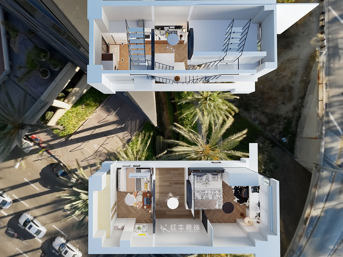 朱明琪|毅达中心4-1710-35㎡挑高-中古风|2室1厅1卫|老房装修|定制家|全包9万|00_05鸟瞰图