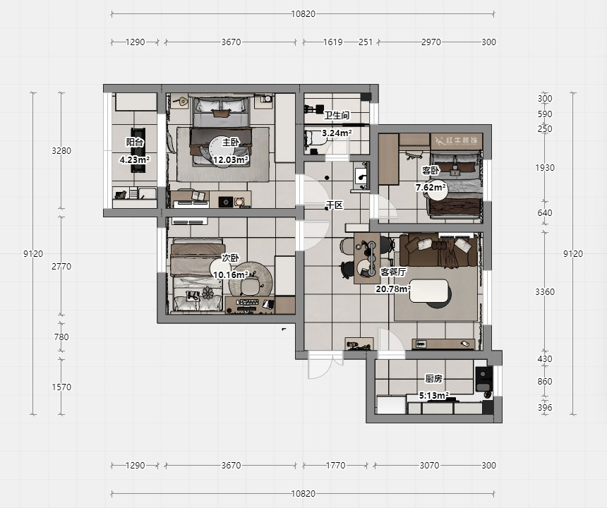 刘小芳｜南湾营融康苑19-1-804-85㎡-现代奶油风格｜3室2厅1卫1厨1阳台｜老房装修｜定制家｜全包8