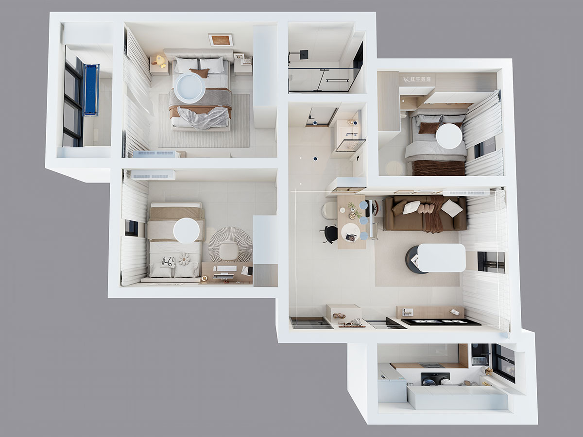 刘小芳｜南湾营融康苑19-1-804-85㎡-现代奶油风格｜3室2厅1卫1厨1阳台｜老房装修｜定制家｜全包8