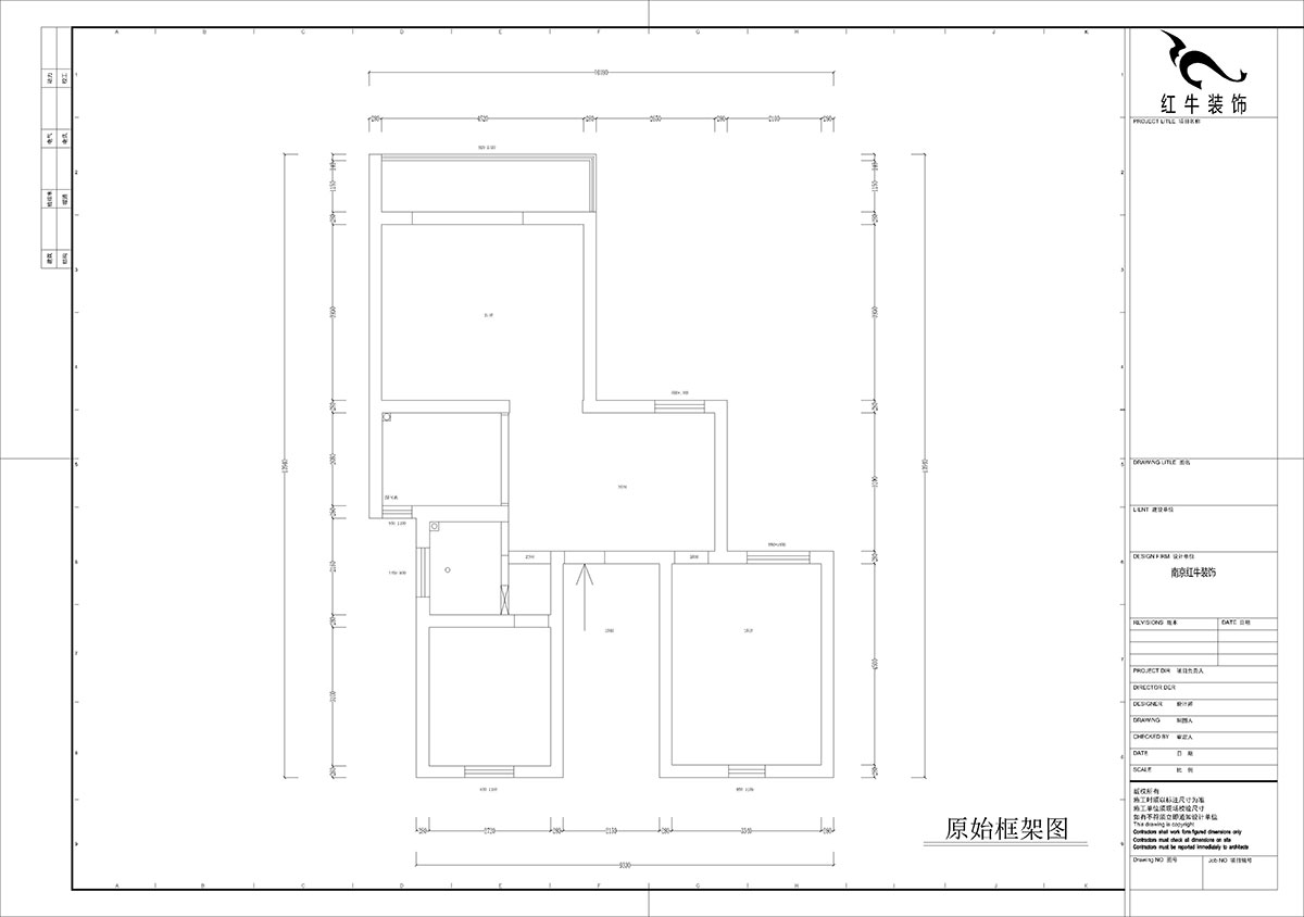 孟宪涛｜三牌楼大街24号301室-100㎡-现代简约风格｜2室2厅1卫1厨1阳台｜老房装修｜定制家｜全包10万｜00_01原始框架图
